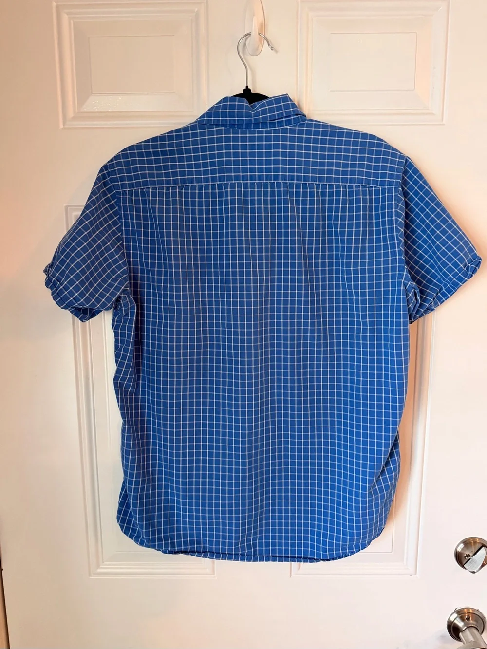 Banana Republic Blue Windowpane Short-Sleeve Button-Down Shirt